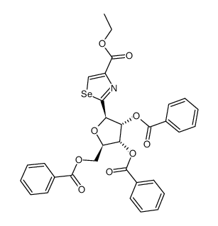 ethyl 2-(2,3,5-tri-O-benzoyl-β-D-ribofuranosyl)-selenazole-4-carboxylate Structure