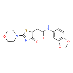 N-(1,3-benzodioxol-5-yl)-2-[2-(morpholin-4-yl)-4-oxo-4,5-dihydro-1,3-thiazol-5-yl]acetamide结构式