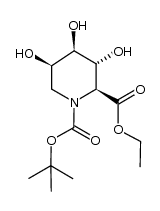 (2S,3R,4R,5R)-1-tert-butyl 2-ethyl 3,4,5-trihydroxypiperidine-1,2-dicarboxylate Structure