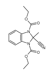 2-cyano-1,3-bis(ethoxycarbonyl)-2,3-dihydro-2-methylbenzimidazole Structure