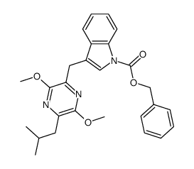 3-[(1-Benzyloxycarbonylindol)-3-yl]methyl-6-isobutyl-2,5-dimethoxypyrazine Structure