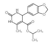 isopropyl 4-(1,3-benzodioxol-5-yl)-6-methyl-2-oxo-1,2,3,4-tetrahydropyrimidine-5-carboxylate (en)5-Pyrimidinecarboxylic acid, 4-(1,3-benzodioxol-5-yl)-1,2,3,4-tetrahydro-6-methyl-2-oxo-, 1-methylethyl ester (en)结构式