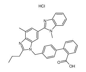 4'-((1,7'-dimethyl-2'-propyl-1H,3'H-[2,5'-bibenzo[d]imidazol]-3'-yl)methyl)-[1,1'-biphenyl]-2-carboxylic acid hydrochloride Structure