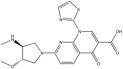 7-((3S,4S)-3-methoxy-4-(methylamino)pyrrolidin-1-yl)-4-oxo-1-(thiazol-2-yl)-1,4-dihydro-1,8-naphthyridine-3-carboxylic acid Structure