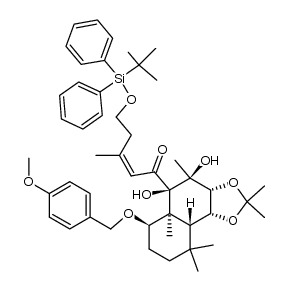 5-((tert-butyldiphenylsilyl)oxy)-1-((3aR,4S,5R,5aS,6R,9aR,9bR)-4,5-dihydroxy-6-((4-methoxybenzyl)oxy)-2,2,4,5a,9,9-hexamethyldecahydronaphtho[1,2-d][1,3]dioxol-5-yl)-3-methylpent-2-en-1-one Structure