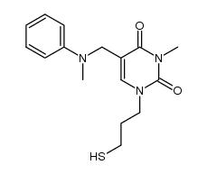 1-(3-mercaptopropyl)-3-methyl-5-((methyl(phenyl)amino)methyl)pyrimidine-2,4(1H,3H)-dione Structure