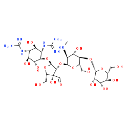 4-O-[2-O-[4-O-β-D-Mannopyranosyl-2-(methylamino)-2-deoxy-α-L-glucopyranosyl]-3-formyl-α-L-lyxofuranosyl]-N,N'-bis(aminoiminomethyl)-D-streptamine Structure