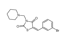 (5E)-5-[(3-bromophenyl)methylidene]-3-(piperidin-1-ylmethyl)-1,3-thiazolidine-2,4-dione Structure