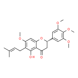 [S,(+)]-2,3-Dihydro-5-hydroxy-7-methoxy-6-(3-methyl-2-butenyl)-2-(3,4,5-trimethoxyphenyl)-4H-1-benzopyran-4-one Structure