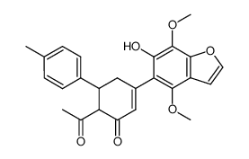 6-Acetyl-3-(6-hydroxy-4,7-dimethoxy-benzofuran-5-yl)-5-p-tolyl-cyclohex-2-enone Structure