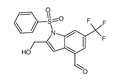 2-(hydroxymethyl)-1-(phenylsulfonyl)-6-(trifluoromethyl)-1H-indole-4-carbaldehyde结构式