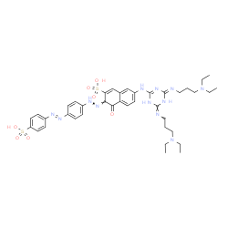 7-[4,6-Bis[3-(diethylamino)propylamino]-1,3,5-triazin-2-ylamino]-4-hydroxy-3-[4-(4-sulfophenylazo)phenylazo]-2-naphthalenesulfonic acid picture