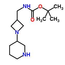 (1-哌啶-3-基-氮杂啶-3-甲基)-氨基甲酸叔丁酯结构式