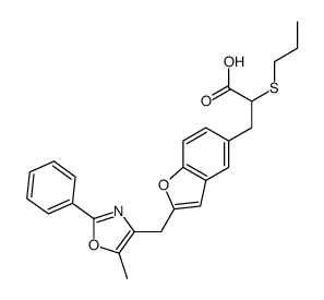 3-(2-((5-methyl-2-phenyloxazol-4-yl)methyl)benzofuran-5-yl)-2-(propylsulfanyl)propionic acid Structure