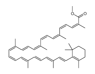 methyl (2E,4E,6E,8E,10E,12E,14E,16E,18E,20E,22E,24E)-2,6,10,14,19,23-hexamethyl-25-(2,6,6-trimethylcyclohexen-1-yl)pentacosa-2,4,6,8,10,12,14,16,18,20,22,24-dodecaenoate Structure