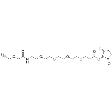 Propargyl-O-C1-amido-PEG4-C2-NHS ester Structure