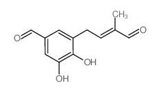 3,4-dihydroxy-5-[(E)-3-methyl-4-oxobut-2-enyl]benzaldehyde结构式