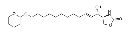 (S)-4-[(E)-(R)-1-Hydroxy-12-(tetrahydro-pyran-2-yloxy)-dodec-2-enyl]-oxazolidin-2-one Structure