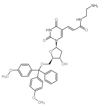 5-[n-(2-aminoethyl)-3-(e)-acrylamido]-5'-o-(dimethoxytrityl)-2'-deoxyuridine structure