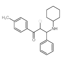 2-chloro-3-(cyclohexylamino)-1-(4-methylphenyl)-3-phenyl-propan-1-one structure