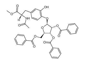 carboxymethyl-1 N-acetyl-2 [hydroxy-3 (tri-O-benzoyl-2',3',5' β-D-ribofuranosyl)-4 phenyl]-3 alanine结构式