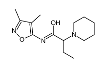 N-(3,4-dimethyl-1,2-oxazol-5-yl)-2-piperidin-1-ylbutanamide结构式