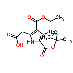 5-carboxymethyl-3-methyl-1H-pyrrole-2,4-dicarboxylic acid 2-tert-butyl ester 4-ethyl ester structure