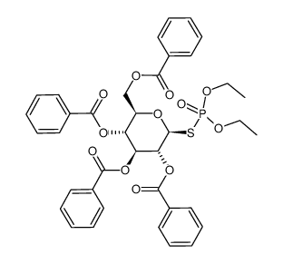 O,O'-diethyl-S-(2,3,4,6-tetra-O-benzoyl-β-D-glucopyranosyl) thiophosphate结构式