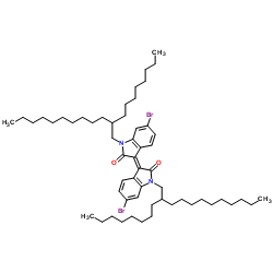 (E)-6-溴-3-(6-溴-1-(2-辛基十二烷基)-2-氧代二氢吲哚-3-亚基)-1-(2-辛基十二烷基)二氢吲哚-2-酮结构式