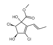 2-allyl-3,5-dichloro-1,4-dihydroxycyclopent-2-enoic acid methyl ester结构式