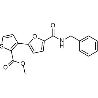 Methyl 3-(5-(benzylcarbamoyl)furan-2-yl)thiophene-2-carboxylate structure