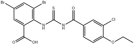 3,5-dibromo-2-[[[(3-chloro-4-ethoxybenzoyl)amino]thioxomethyl]amino]-benzoic acid Structure