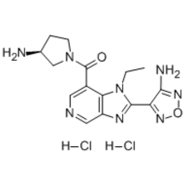 4-(7-{[(3S)-3-Amino-1-pyrrolidinyl]carbonyl}-1-ethyl-1H-imidazo[4,5-c]pyridin-2-yl)-1,2,5-oxadiazol-3-amine dihydrochloride结构式