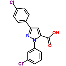 1-(3-Chlorophenyl)-3-(4-chlorophenyl)-1H-pyrazole-5-carboxylic acid Structure