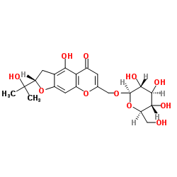 (S)7-[(BETA-D-吡喃葡萄糖氧基)甲基]-2,3-二氢-4-羟基-2-(1-羟基-1-甲基乙基)-5H-呋喃并[3,2-G][1]苯并吡喃-5-星空app结构式