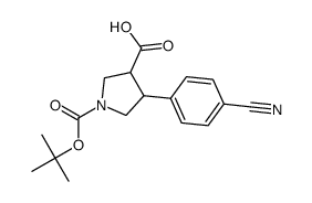 1-(tert-butoxycarbonyl)-4-(4-cyanophenyl)pyrrolidine-3-carboxylic acid结构式