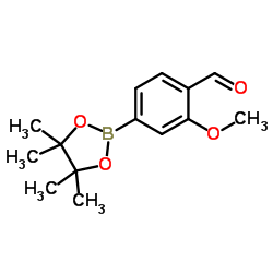 2-甲氧基-4-(4,4,5,5-四甲基-1,3,2-二氧硼杂环戊烷-2-基)苯甲醛结构式