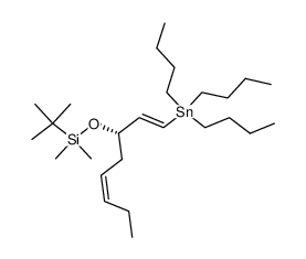 tert-butyldimethyl(((S,1E,5Z)-1-(tributylstannyl)octa-1,5-dien-3-yl)oxy)silane结构式