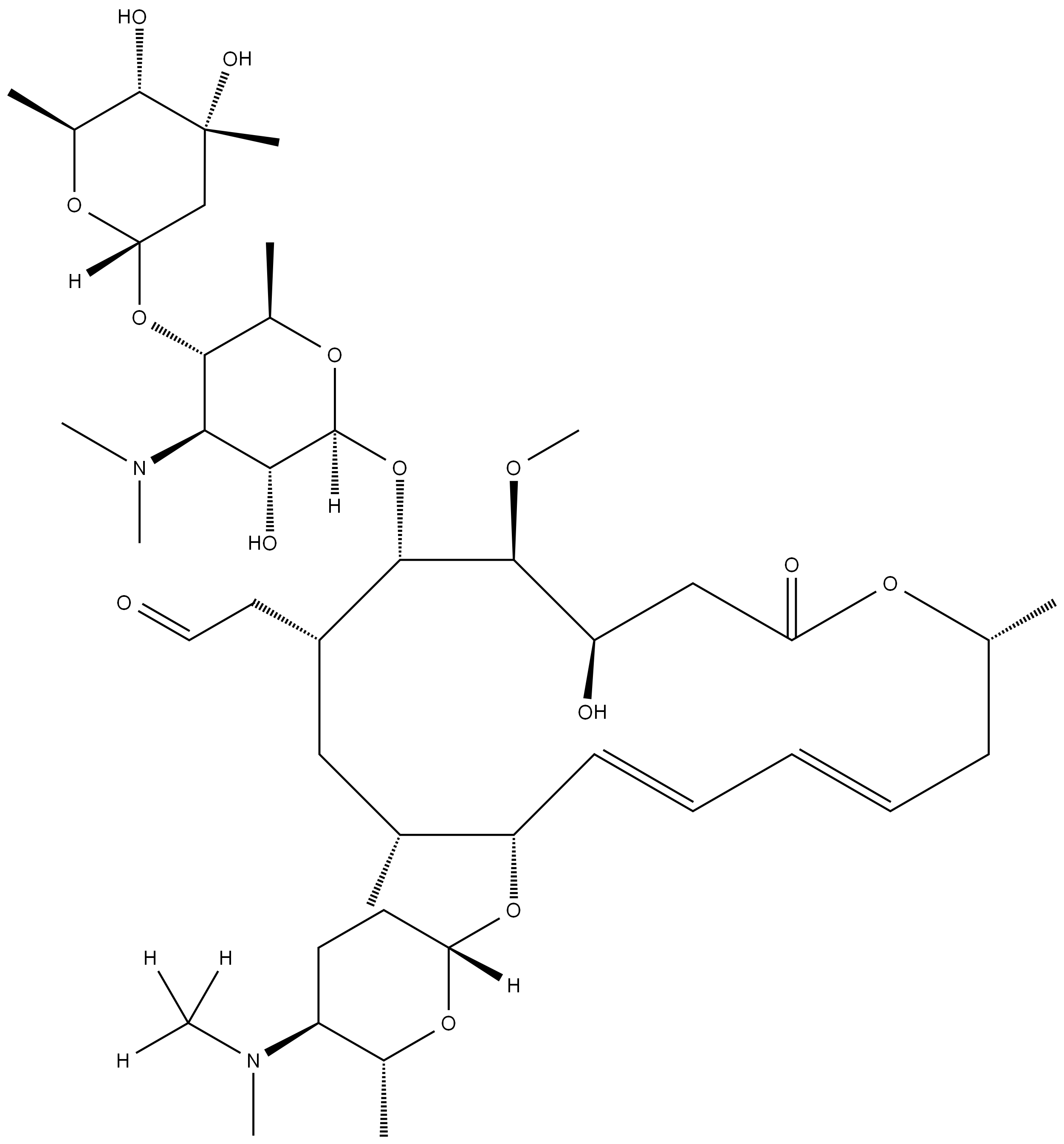 Leucomycin V, 9-O-[(2R,5S,6R)-tetrahydro-6-methyl-5-[methyl(methyl-d3)amino]-2H-pyran-2-yl]-结构式
