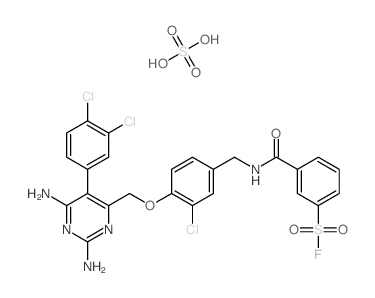 3-[[3-chloro-4-[[2,6-diamino-5-(3,4-dichlorophenyl)pyrimidin-4-yl]methoxy]phenyl]methylcarbamoyl]benzenesulfonyl fluoride; sulfuric acid结构式