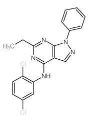 1H-Pyrazolo[3,4-d]pyrimidin-4-amine,N-(2,5-dichlorophenyl)-6-ethyl-1-phenyl- structure