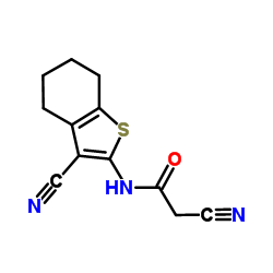 2-Cyano-N-(3-cyano-4,5,6,7-tetrahydro-1-benzothiophen-2-yl)acetamide结构式