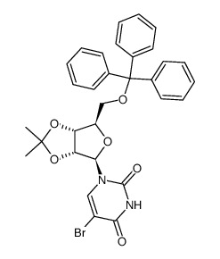 5-bromo-1-(2',3'-O-isopropylidene-5'-O-trityl-β-D-ribofuranosyl)uracil结构式