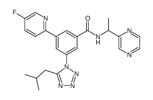 3-(5-fluoropyridin-2-yl)-5-(5-isobutyltetrazol-1-yl)-N-(1-pyrazin-2-yl-ethyl)benzamide hydrochloride Structure