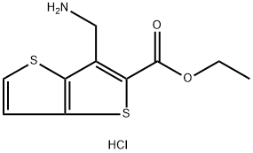 3-(氨基甲基)噻吩并[3,2-B]噻吩-2-羧酸乙酯盐酸盐结构式