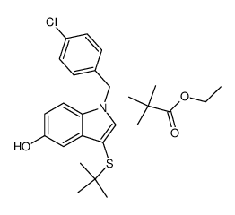 Ethyl 3-(3-(Tert-Butylthio)-1-(4-Chlorobenzyl)-5-Hydroxy-1H-Indol-2-Yl)-2,2-Dimethylpropanoate Structure