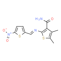 4,5-dimethyl-2-{[(5-nitro-2-thienyl)methylene]amino}-3-thiophenecarboxamide structure