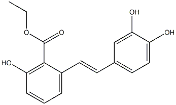 2-[2-(3,4-Dihydroxy-phenyl)-vinyl]-6-hydroxy-benzoic acid ethyl ester structure