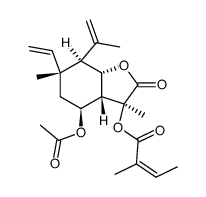 (Z)-2-Methyl-2-butenoic acid (3aβ,7aβ)-3β-acetoxy-6α-vinyloctahydro-3α,6β-dimethyl-7β-(1-methylvinyl)-2-oxobenzofuran-4β-yl ester structure