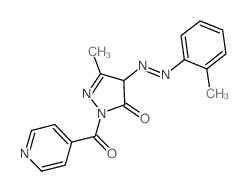 5-methyl-4-(2-methylphenyl)diazenyl-2-(pyridine-4-carbonyl)-4H-pyrazol-3-one结构式